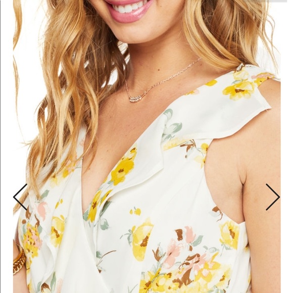 NWT 🌟Charming Charlie Yellow Floral Wrap Dress - Picture 5 of 7